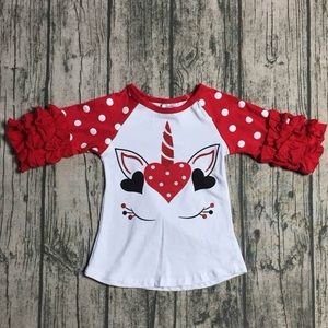Little Girl Kids Toddler unicorn Valentine’s Day heart love T-Shirt top shirt